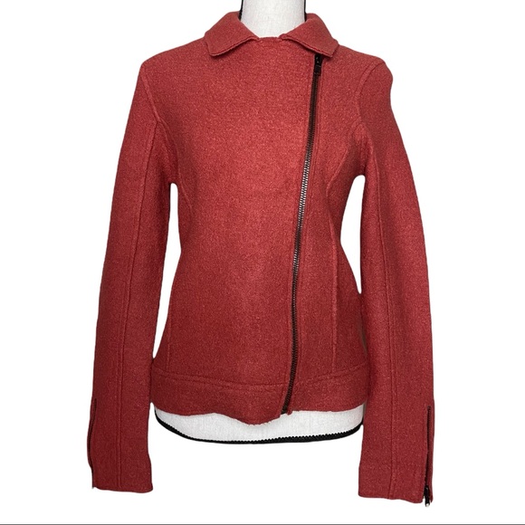 Tahari Boiled Wool Textured Asymmetrical Moto Jacket - Picture 2 of 9